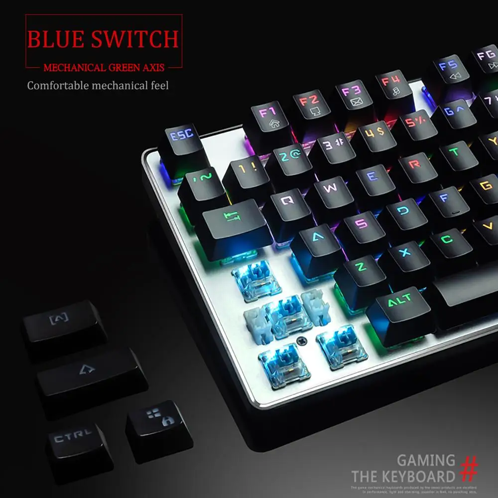 RGB Mechanical Keyboard Metal Wired Colorful Backlit Anti-ghosting 87 Keys Blue Switch Gaming Keyboards For Desktop Laptop | Компьютеры и