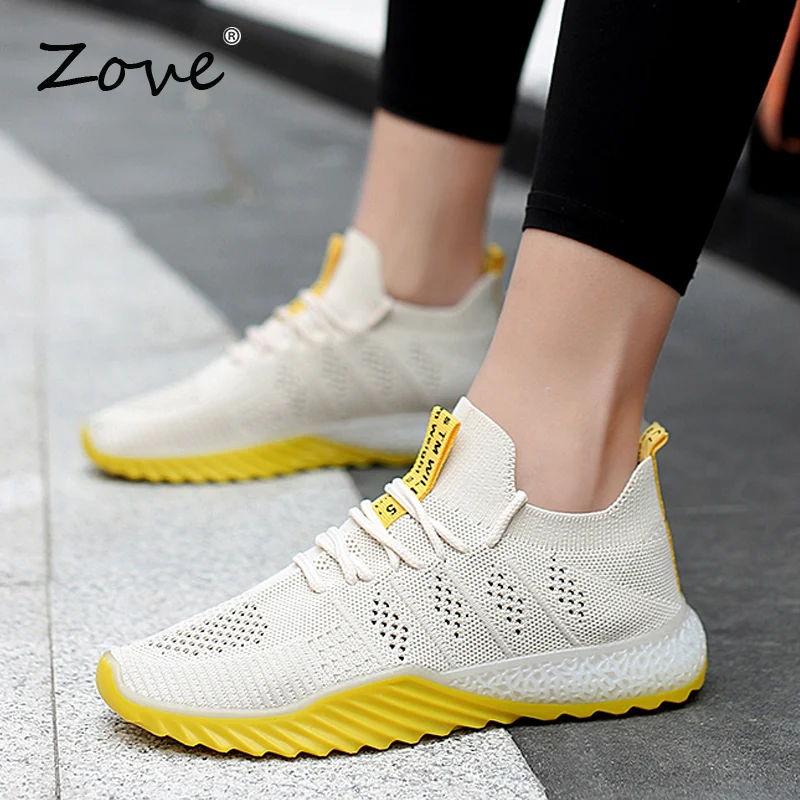 Женские кроссовки на плоской подошве ZOVE повседневные из дышащего сетчатого