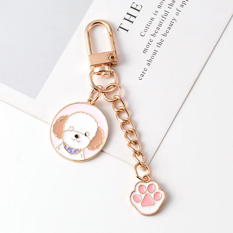 

Fine Metal Pet Dog Series Keychain Cute Fighting Dog Schnauzer Pendant Key Chain Car Bag Accessories Keyring