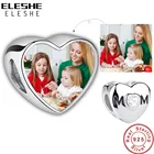 ELESHE День матери Аутентичные 925 пробы серебро, мама бусина-Шарм в форме сердца, подходят к оригинальному браслету для студийной съемки под заказ Шарм, сделай сам, ювелирное изделие