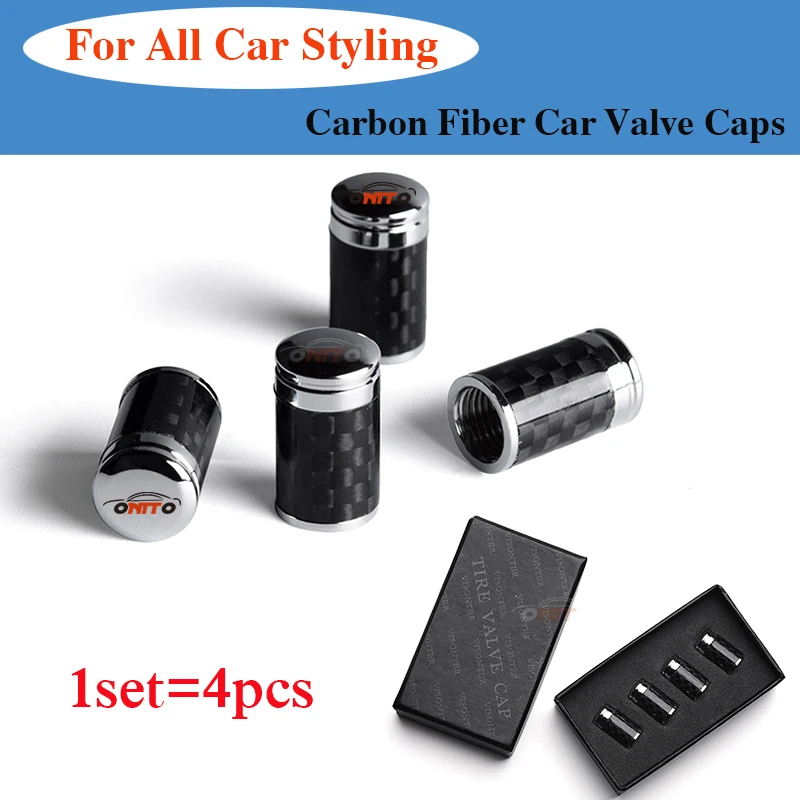 

1set Carbon Fiber Car Rim Tire Valve Caps With Box Dust-proof Protected Auto Accessory For Alll Car Series