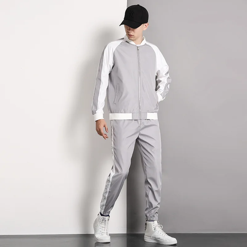 

Autumn Casual Sweatshirt Sports Suit Men 2021 New Korean Version of The Trend of Baseball Collar Jacket Men Outfit Set