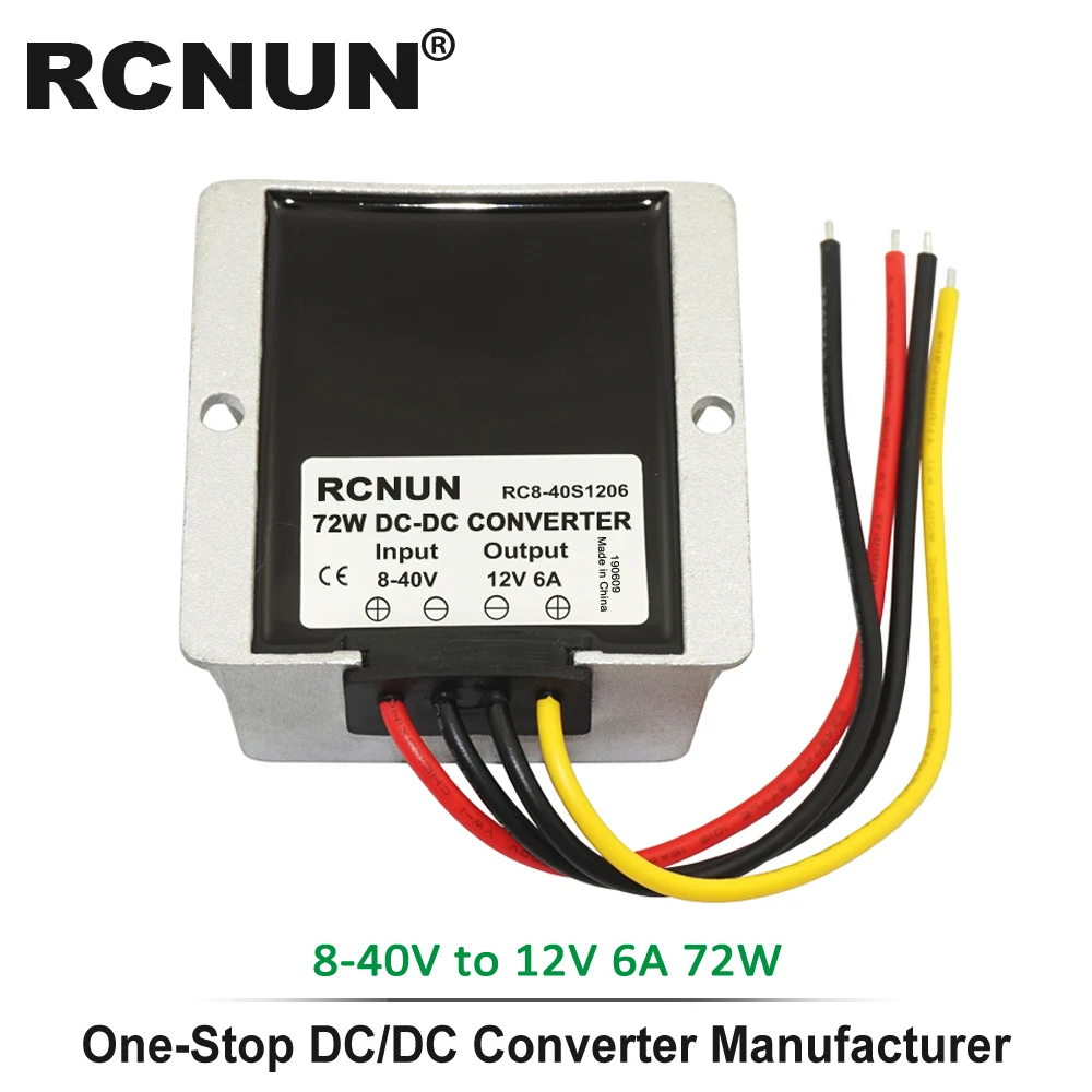 8-40V to 12V 6A RCNUN DC 8-40V к DC 12V 13,8 V 1A 3A 6A 10A 15A 20A 25A повышающий понижающий преобразователь стабилизатор напряжения CE RoHS для автомобилей на солнечной батарее - Цвет: 8-40V to 12V 6A
