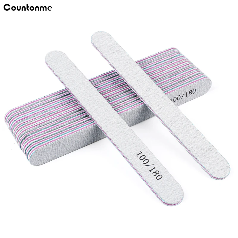 

10Pcs/Lot Professional Nail Art Files For Manicure 100/180 Straight Grey Pedicure Buffer Double Sided Nails Supply Care Tools