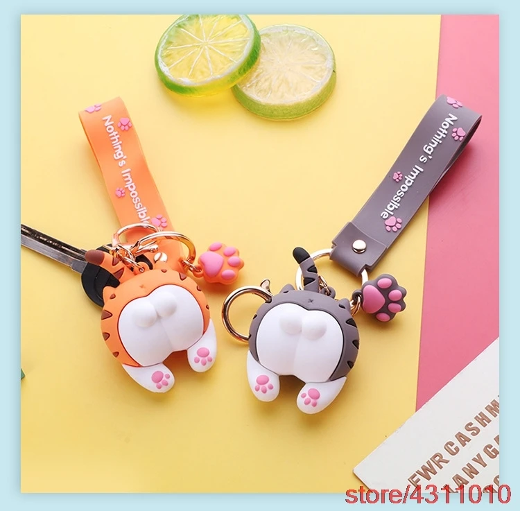Модный милый брелок для ключей в виде кошки женщин мужчин девочек животного из