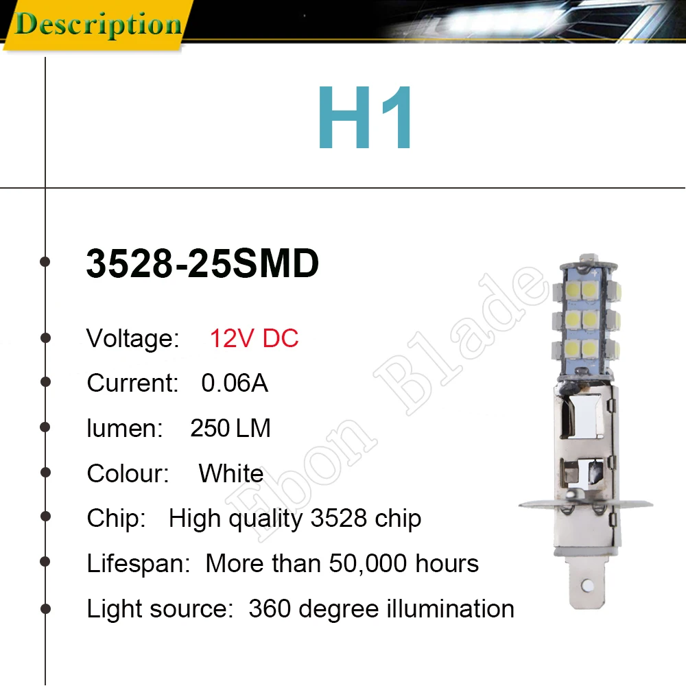 Пара светодиодных ламп H1 супер яркие лампы высокой мощности H3 25-SMD 3528