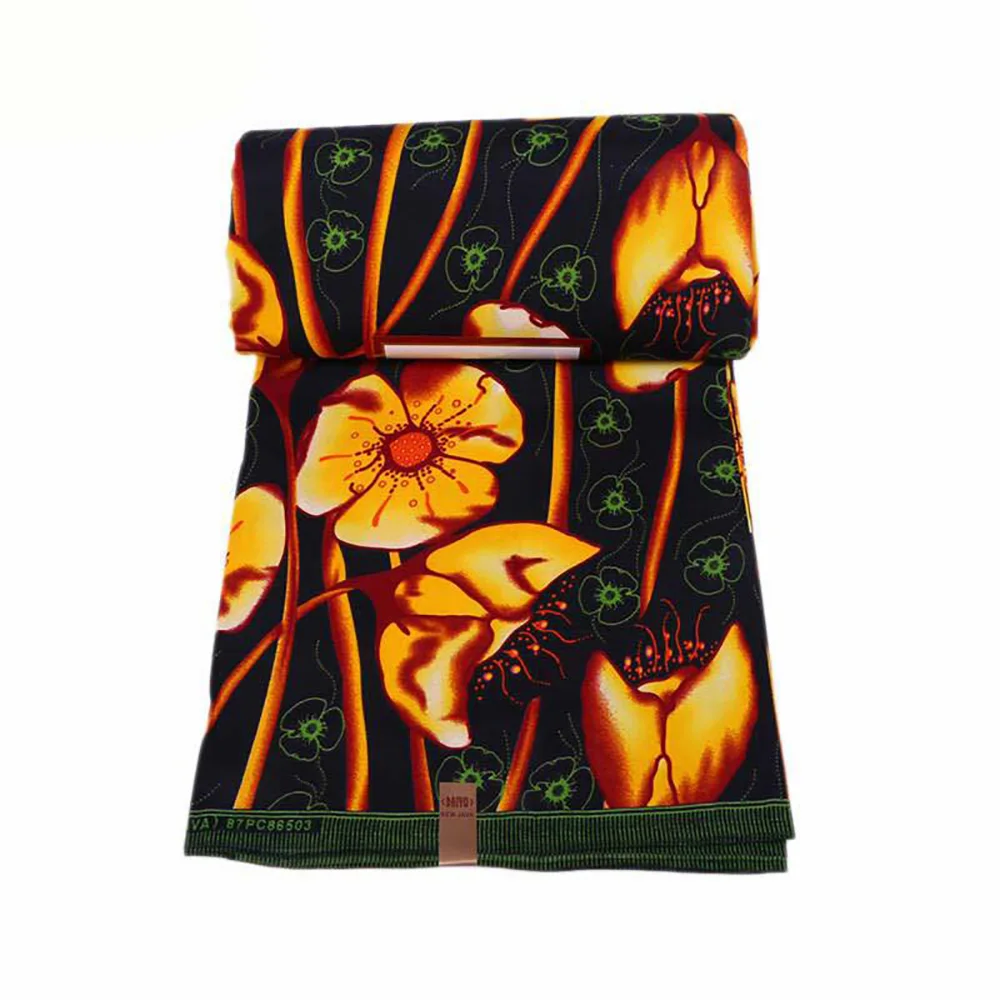 1 ярд желтый цветок Африканский воск 100% полиэфирная восковая ткань оптовая