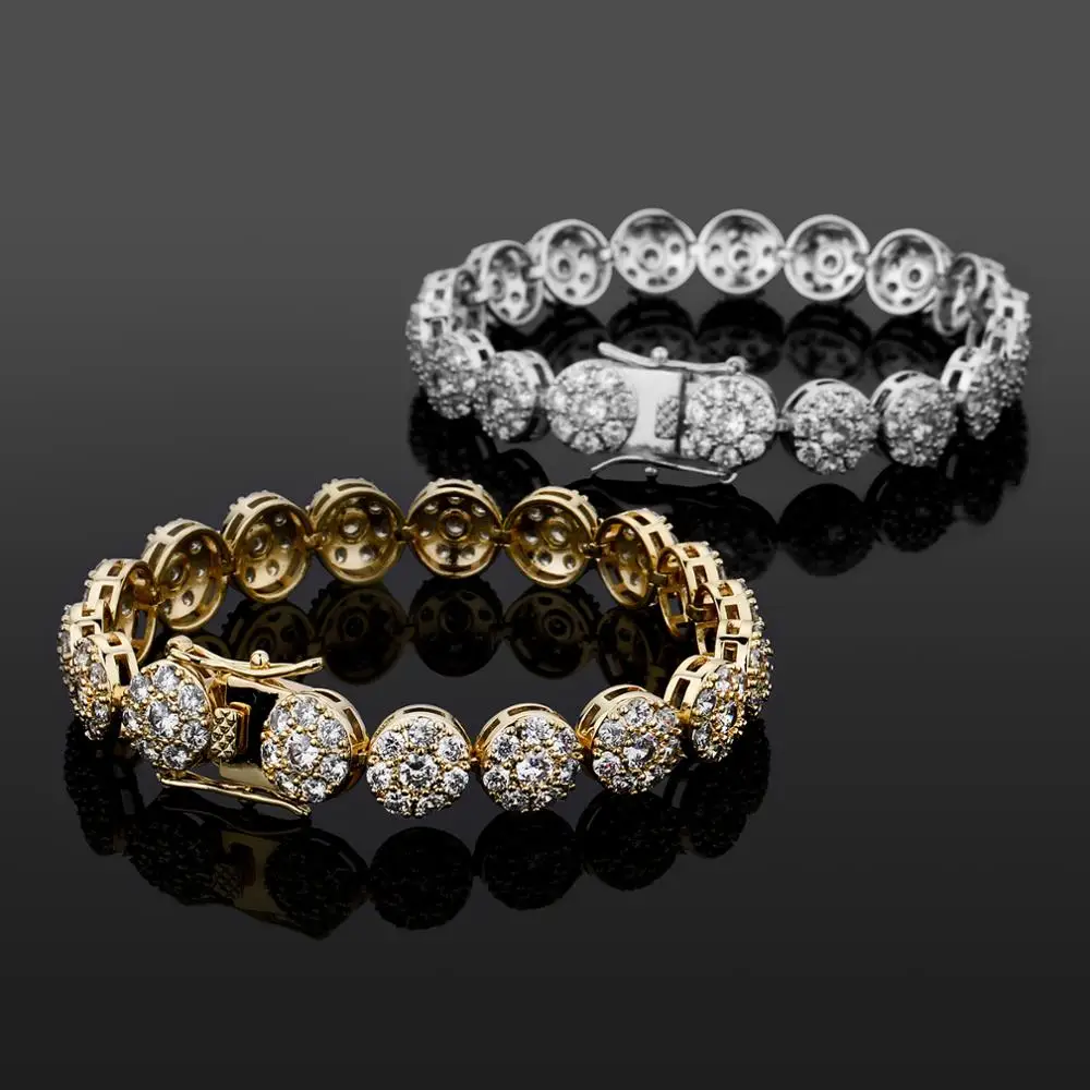 TOPGRILLZ позолоченный/посеребренный ледяной сверкающий ювелирный браслет Круглый с