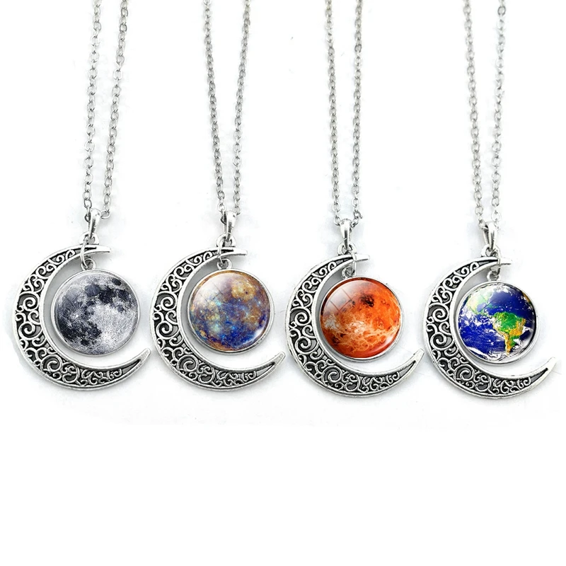 Солнечная система ювелирных изделий полумесяц Кулон ожерелье земля Марс Венера