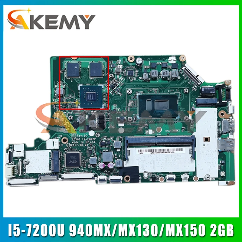 

Материнская плата для ноутбука ACER A515-51G A615-51G, C5V01, с резьбой, ЦП 940MX/MX130/MX150, 2 Гб GPU, 4GB-RAM