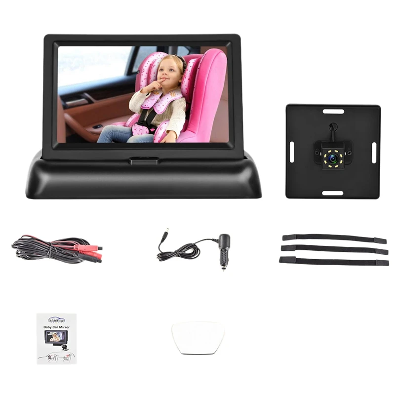 Goedkoop Baby Auto Spiegel Met Nachtzicht 360 Verstelbare 4.3 Inch Hd Baby Display Achter Camera Autostoel Rear Facing Baby Monitor