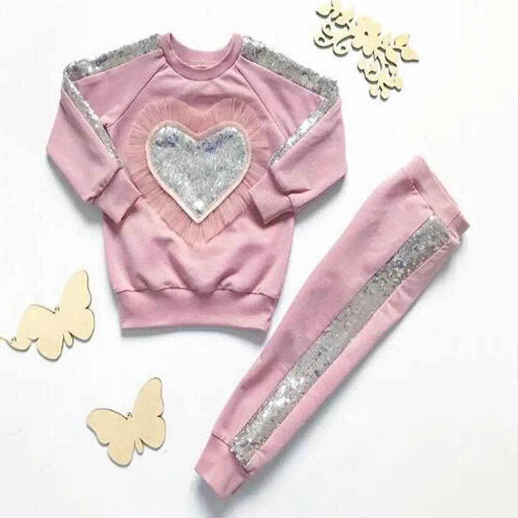 2 шт. Детский свитшот с оборками и сердечками | Мать ребенок