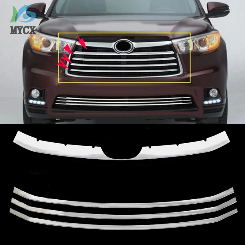 2014 2015 для Toyota high Lander ABS Хромированная передняя решетка Вокруг отделки гонок Грили