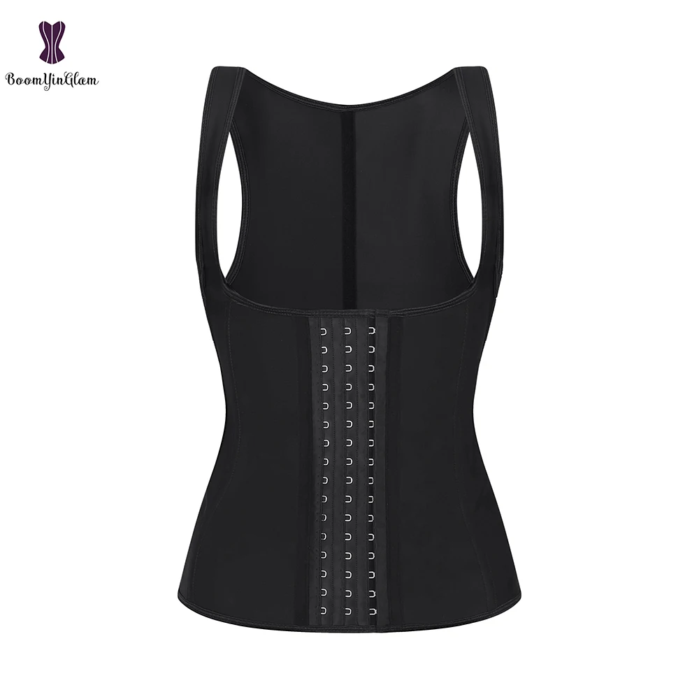 

Latex Waist Training Corset Vest 9 Spiral Steel Boned Hooks and Eyes Body Shaper Black Nude Shapewear #888