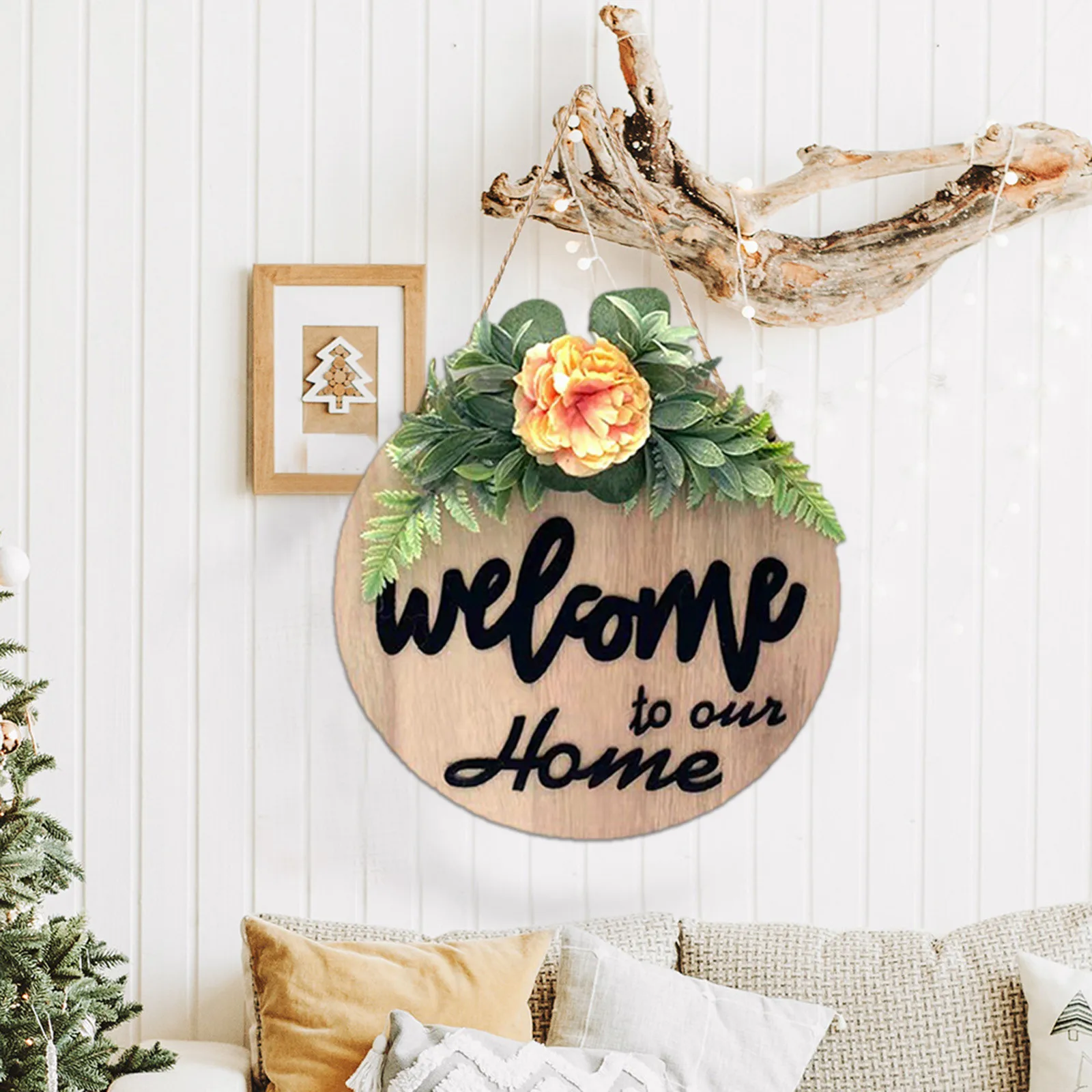 

Christmas Wooden Door Hanging Fashion Hanging Garland Door Decor Welcome To Our Home Family Christmas Ornament xmas Navidad