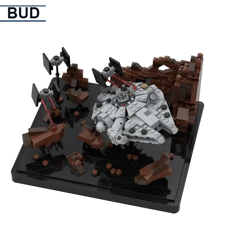 

MOC Movie Series Spaceship Millennium TIE Fighter Asteroid Chase Space Wars Scene Building Blocks Toys For Childrens Gifts