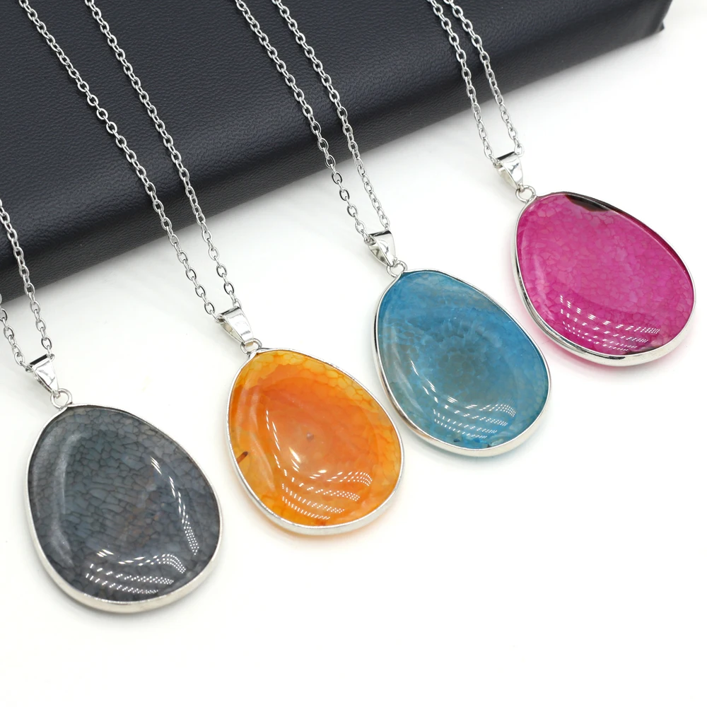 

Natural Semi-precious Stone Agate Water Droplets Shape Pendant 28x42-30x45mm 40+5cm for Jewelry Making Necklaces Gift for Women