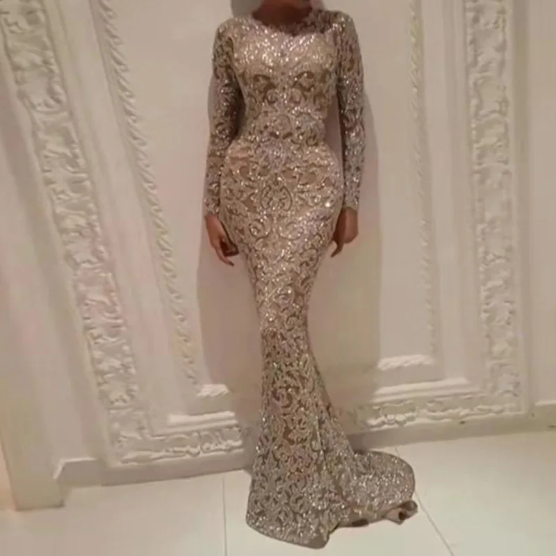 Вечерние сексуальные платья длинное роскошное платье 2021 с длинным рукавом для