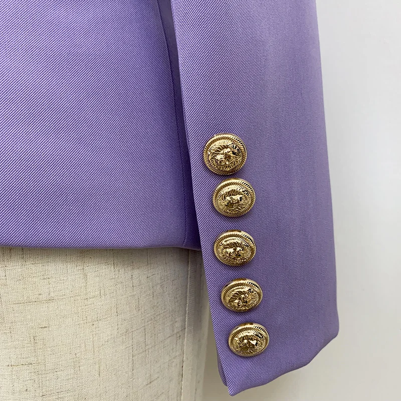 

Newest 2021 Designer Blazer Women's Classic Lion Buttons Double Breasted Slim Fit Blazer Jacket Lavender