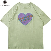aolamegs mens tee shirts hit color tearing heart letter patch t shirt men cozy oversized tops harajuku college style streetwear