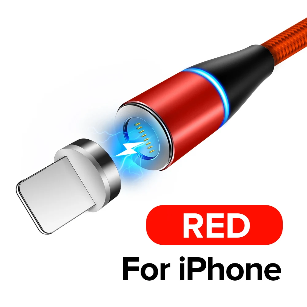 Red For iPhone Магнитный кабель INIU 3A Micro USB C quick charge 3,0 для iPhone 11 X samsung, магнитный кабель для быстрой зарядки usb type C, зарядное устройство для мобильного телефона - Цвет: Red For iPhone