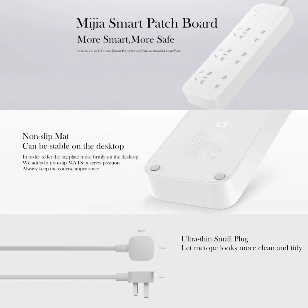 Оригинал Xiao mi Smart power Strip вилка плата патч 6 портов 2500 Вт с Phone APP Беспроводное