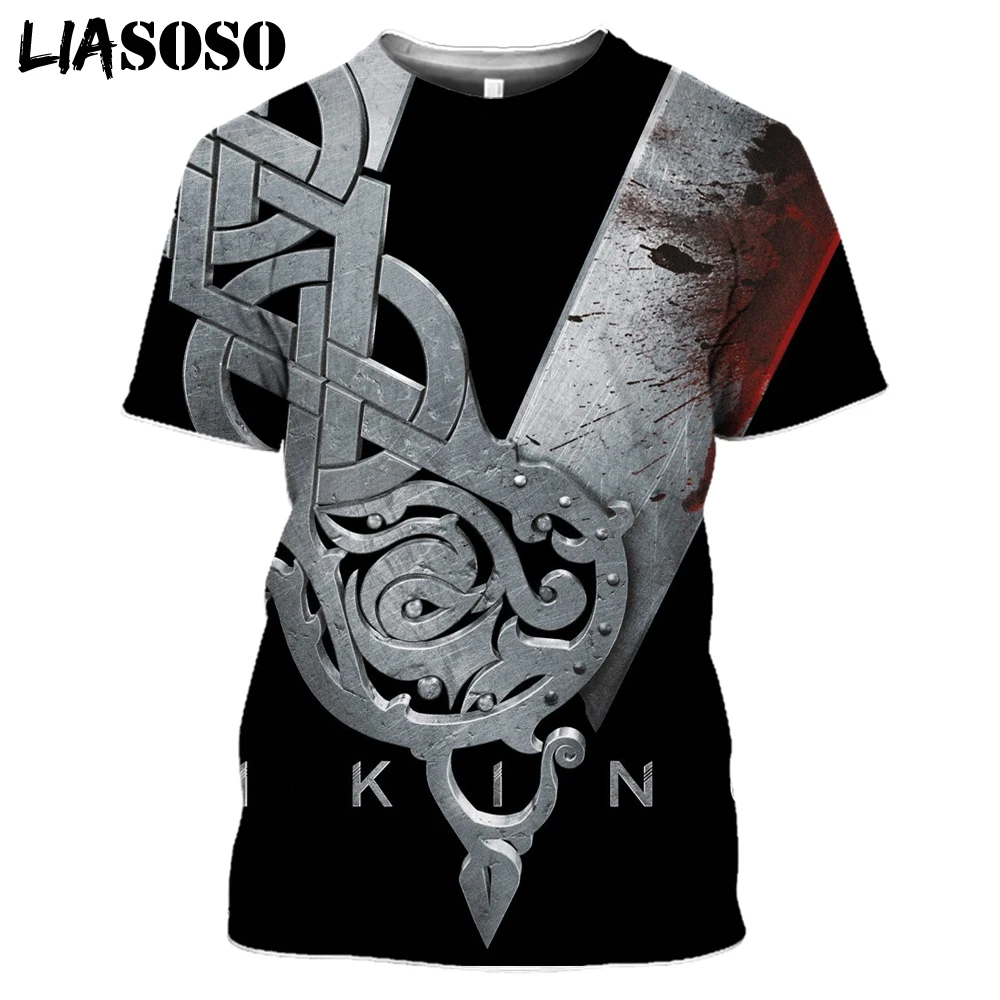 

LIASOSO Hot Tv Series Odin Vikings TShirt Homme 3D Print Summer Fashion Streetswear Short Sleeve Funny Game Sport T Shirt Women