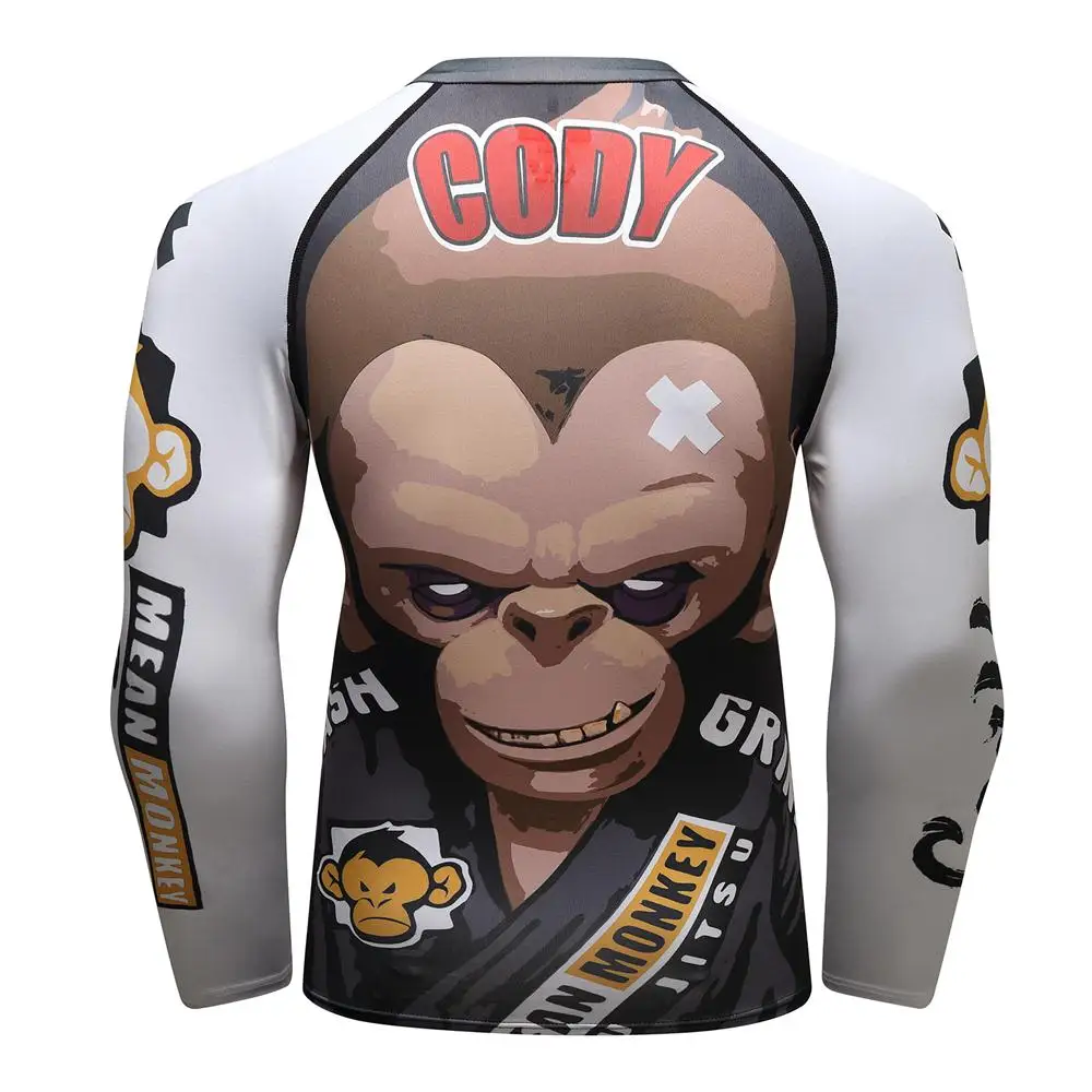 Bjj GI 3D печать обезьяны ММА Рашгард комплект боевая одежда Муай Тай компрессионные