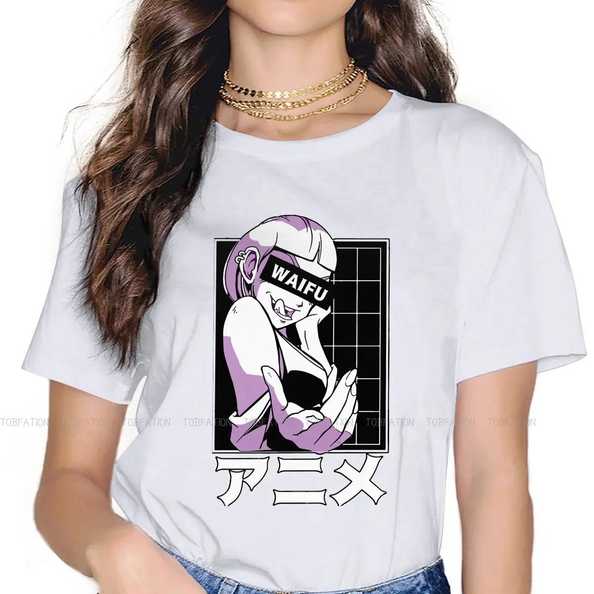 

Character Essential 5XL TShirts Glitch Serial Animation Plot Japan Woman Graphic Fabric Streetwear T Shirt O Neck Big Size