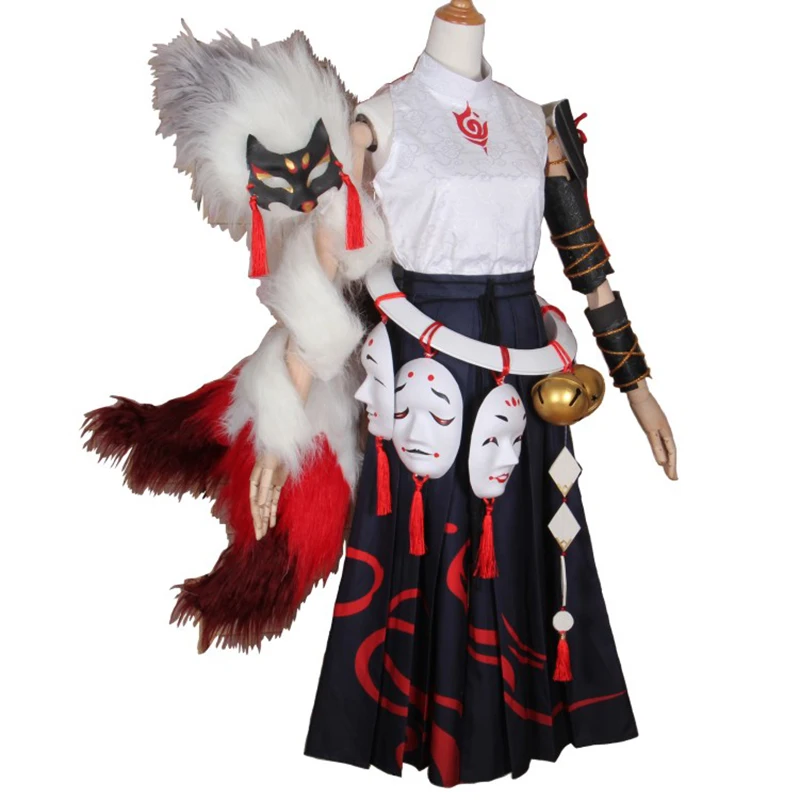 SSR Onmyoji Hakuzosu костюм для косплея кимоно платье вафуку Униформа костюмы Хэллоуина