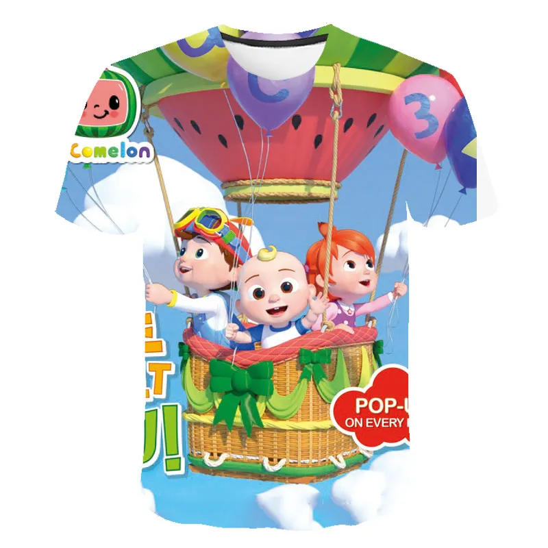 

2021 Cocomelon Funny Clothes Kids Rainbow 3D Printing T-Shirts For Boys Short Sleeve Toddler Girls Oversized T-Shirt O-Neck Tops