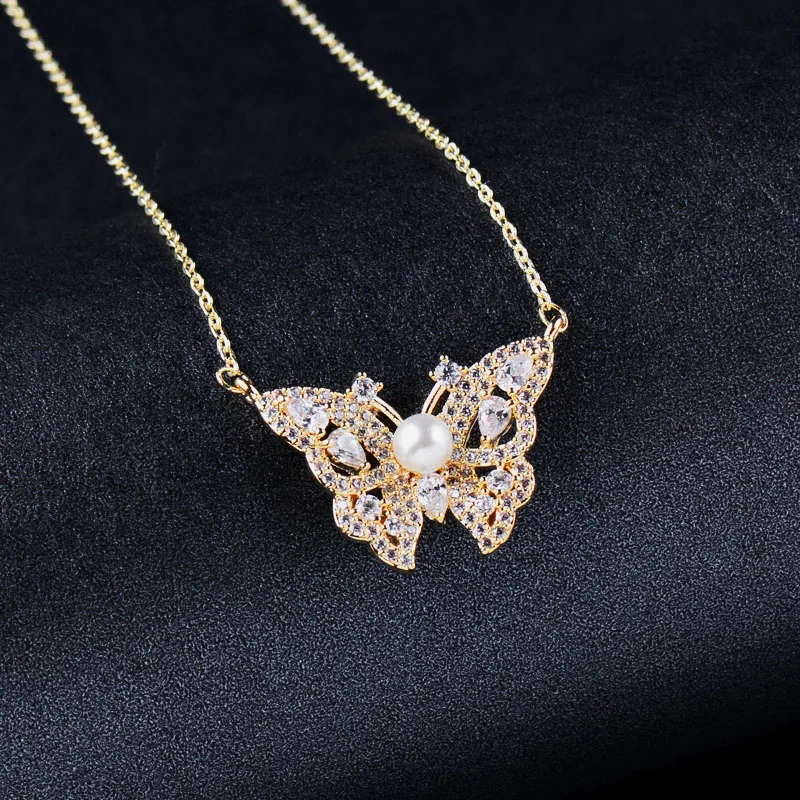 SINLEERY ожерелье с кулоном в виде бабочки желтого золота чокер на цепочке