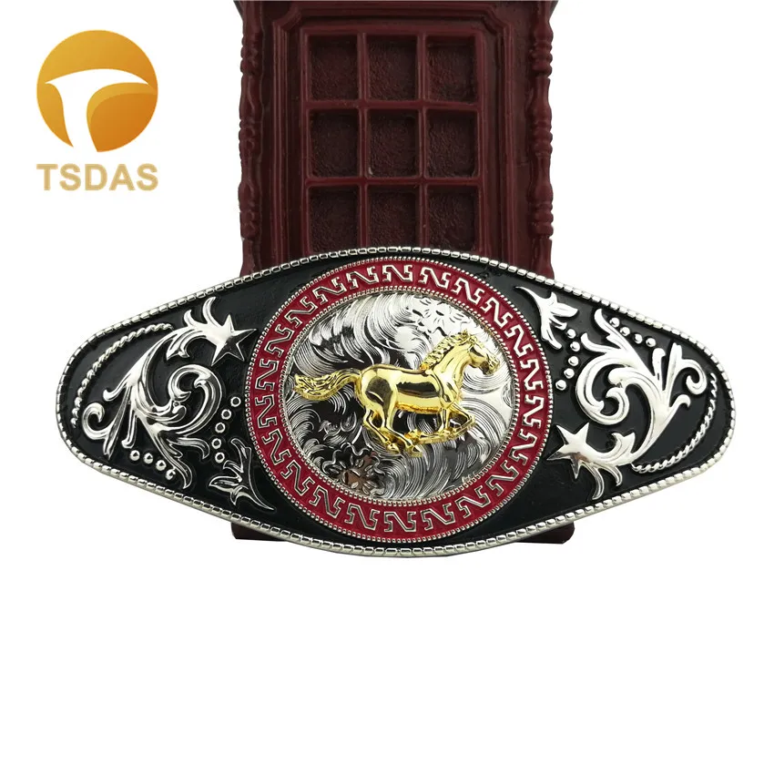 Большой Размеры бегущего коня в ковбойском стиле с ремешком и пряжкой черным