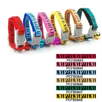 pet products dog supplies leads solid color nylon 0 8cm dog cat zebra stripe print collar buckle style 6 colors 12 pcslot