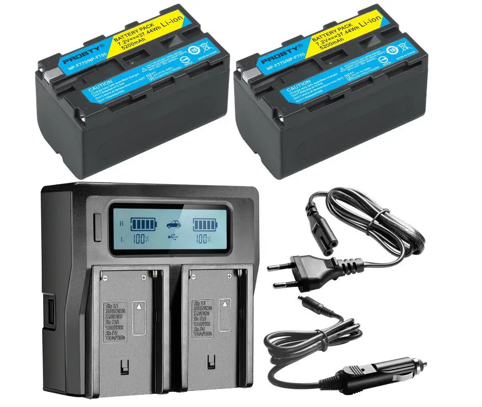 2BatteryWithCharger 5200 мА/ч, NP-F770 NP-F750 NP F770 NP F750 750 батареи+ Ультра быстрее LCD Dual Charger Наборы для sony CCD-RV100 DCR-TRU47E - Цвет: 2BatteryWithCharger