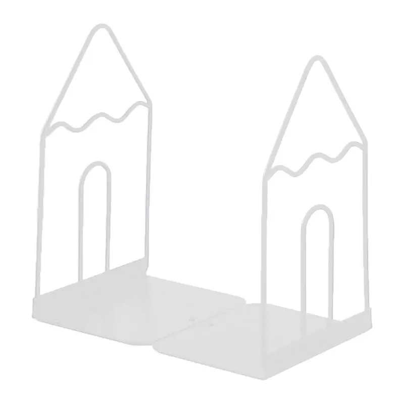 

1Pair Wrought Iron Bookends Book Stand Support Desktop Office Magazine Organizer XXUC