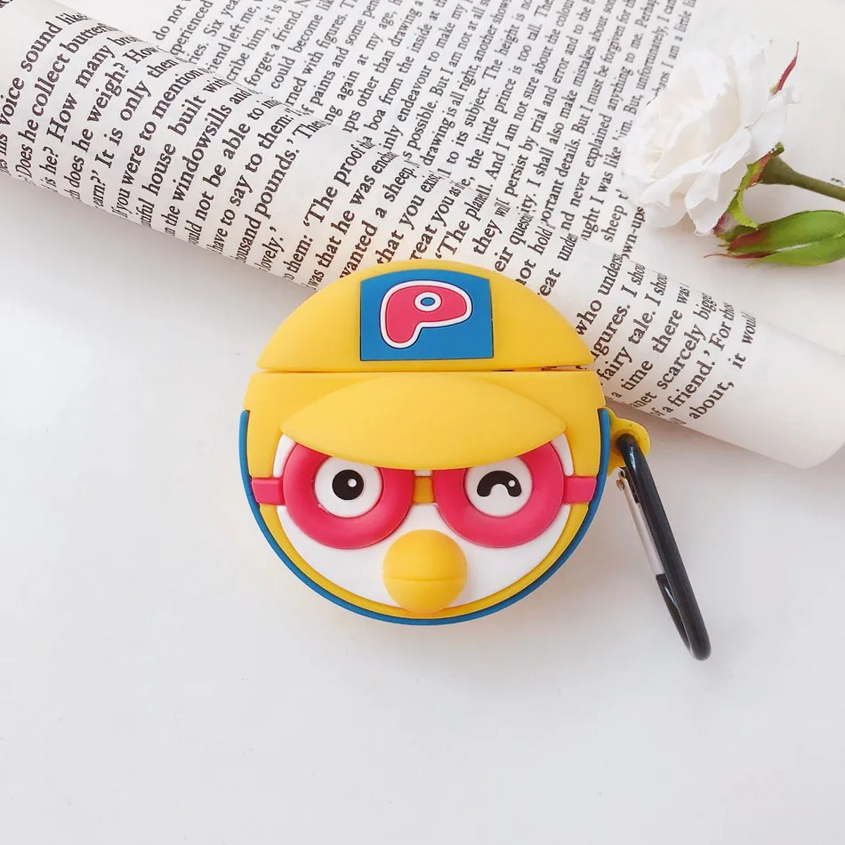 Hat Penguin Чехол для AirPods с мультяшным рисунком, чехол для наушников для Apple Airpods 2, чехол для зарядки, защитные аксессуары, крючок карабина - Цвет: Hat Penguin