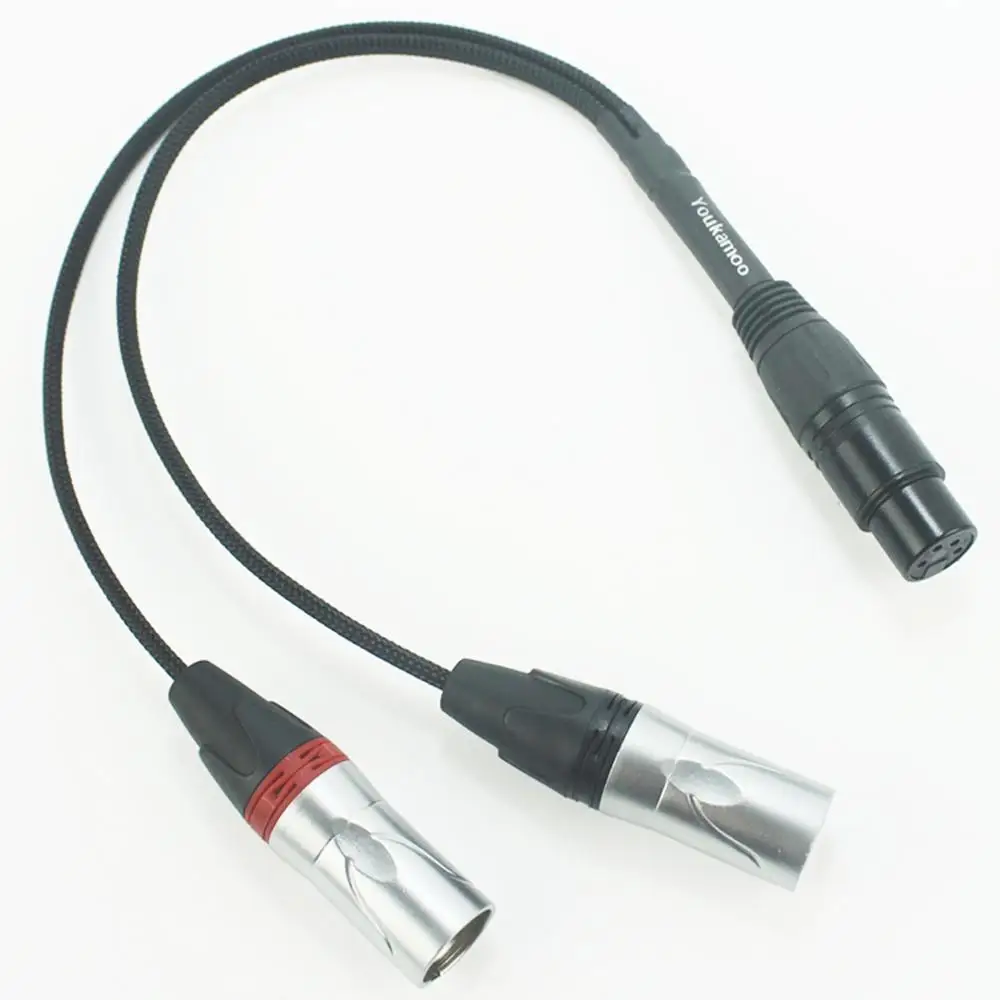 4-контактный разъем XLR с двумя 3-контактными разъемами штекер посеребренный аудио