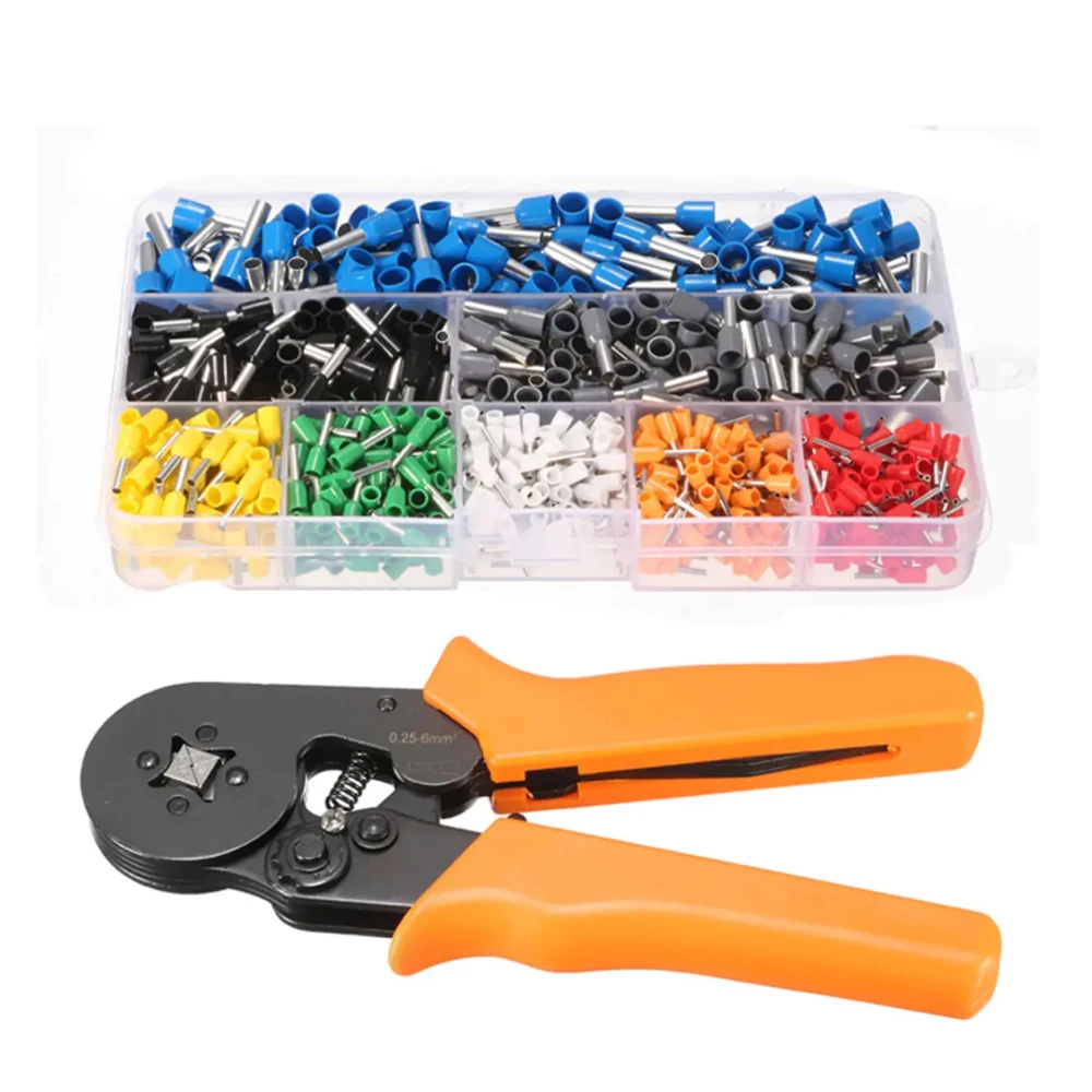 

HSC8 6-4 Terminal Crimping Pliers Wire Stripper Crimper Ferrule Crimping Hand Tool Pliers+ 800 Terminals Kit