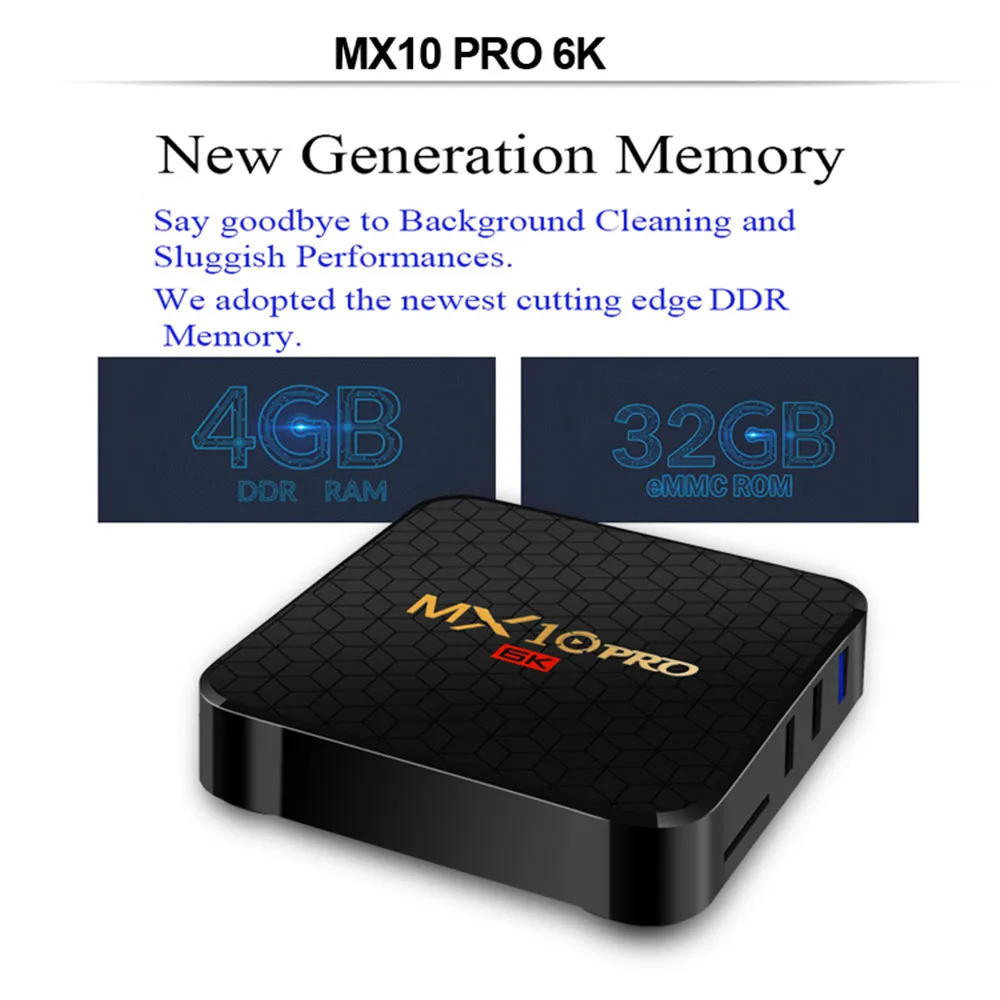 Android 9 0 ТВ приставка MX10 PRO 4 ГБ ОЗУ 64 Гб Wifi Allwinner H6 четырехъядерный USB 3 6K Google плеер