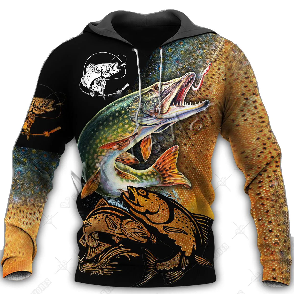 

3D Print Fashion Animal Pike Fishing Art Camo Men Women Sportswear Casual Hoodie Zipper / Sweatshirt /Jacket Top Plus Size S-173