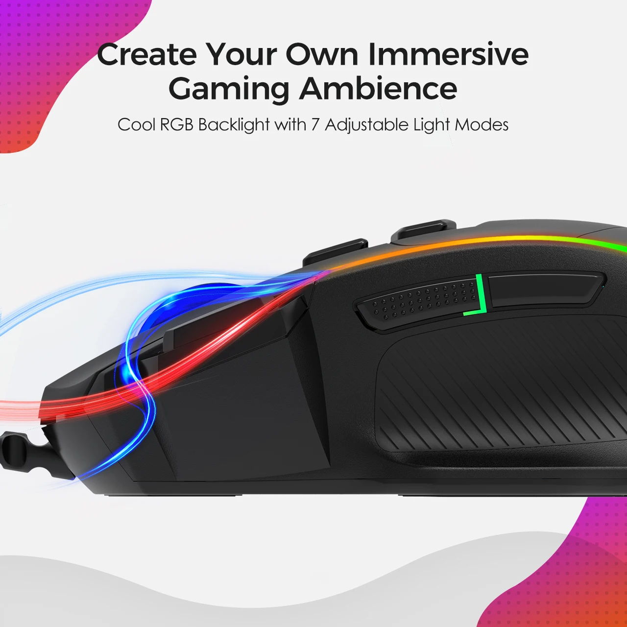Проводная игровая мышь VicTsing эргономичная компьютерная с RGB-подсветкой 8000DPI 8