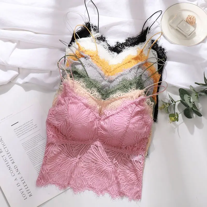 

Women Bras Candy Color Beautiful Back Lace Underwear Ladies Floral Wrapped Chest Tube Tops Intimates