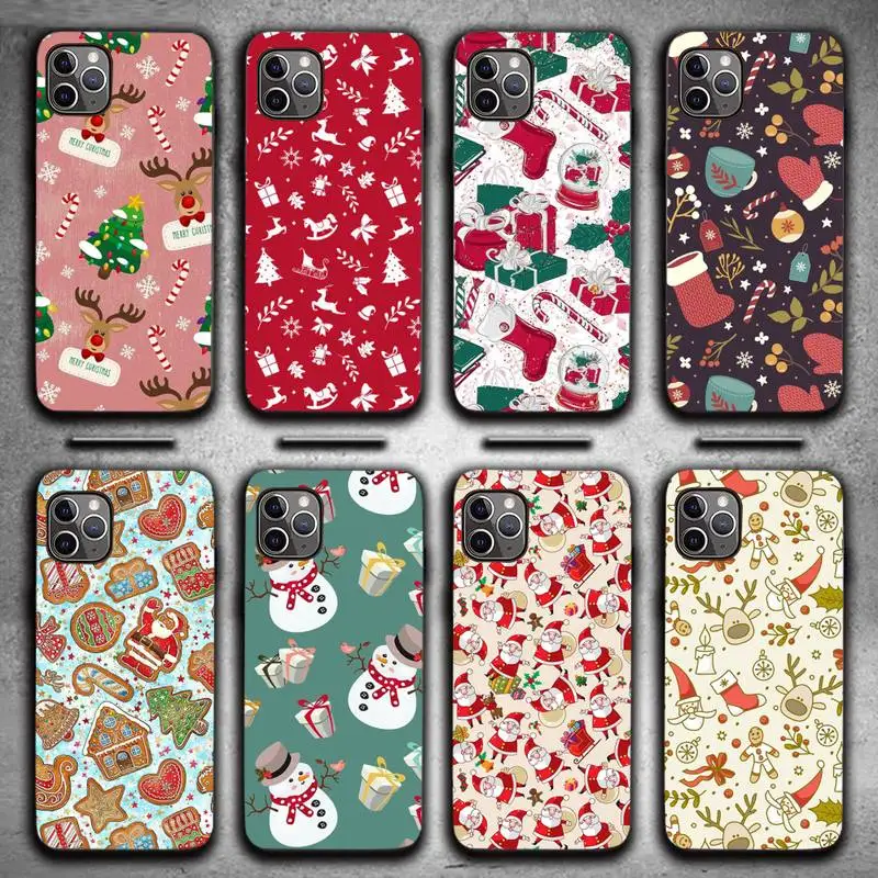

Christmas Cartoon Deer Phone Case for iPhone 13 11 12 Pro X XS XR Samsung A S 10 20 30 51 Plus pro Max mobile bags soft shell