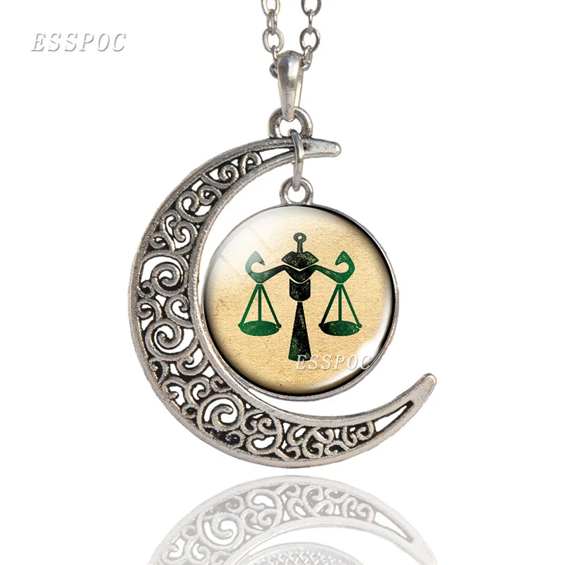 12 знаков зодиака полумесяц стеклянный купол ювелирные изделия знаки кулон