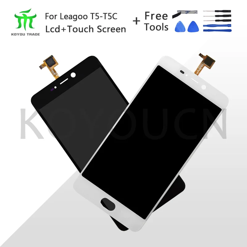 Черный/белый для leagoo T5 T5C ЖК-дисплей и сенсорный экран 5 "сборка телефона