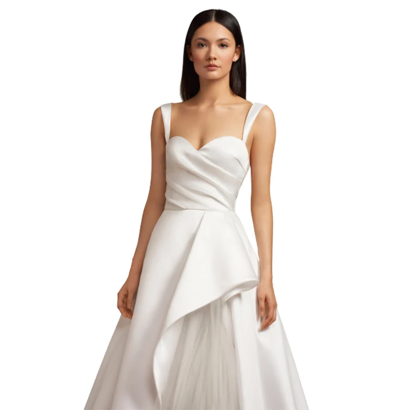 

Fashion Simple White Prom Dresses 2021 New Elegant Mesh Irregular Wedding Party Women Bridesmaid Chiffon Train Lace Evening Robe