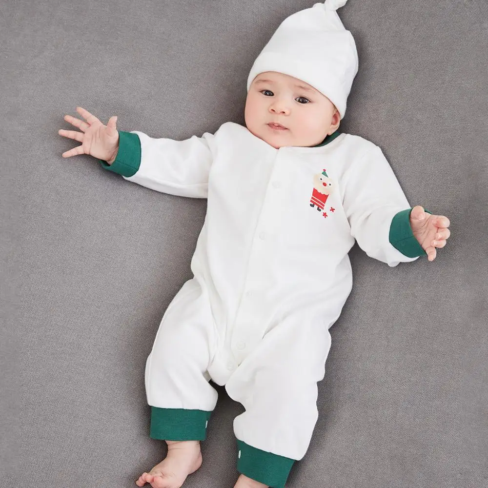 Детский цельный Рождественский костюм для новорожденных хлопковый комбинезон