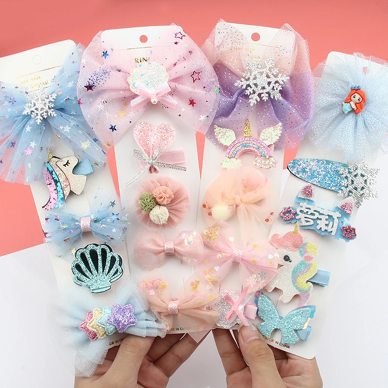 Детские заколки для волос в комплекте аксессуары принцессы Снежная пряжа