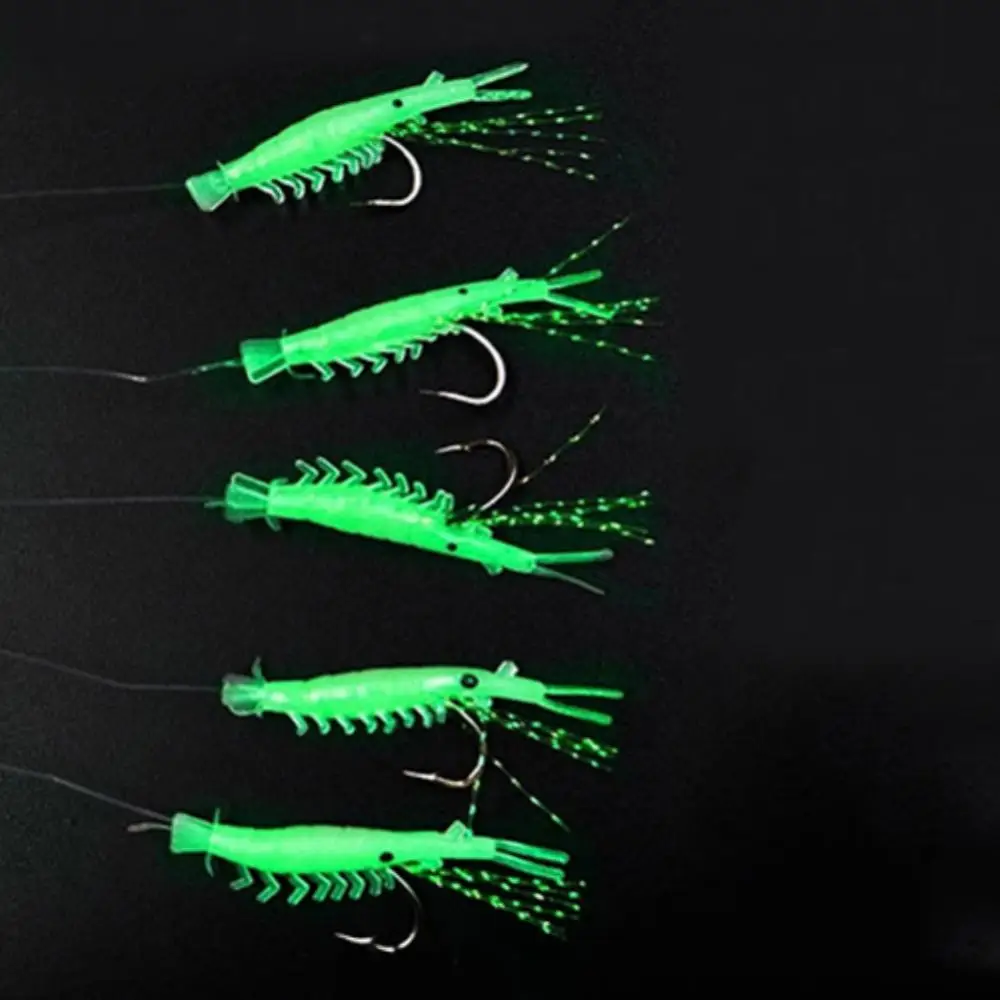 

5Pcs/Pack Glow In Dark Soft Simulation Prawn Shrimp Fishing Lure Hook Baits